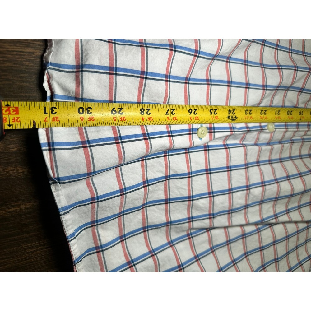 Banana Republic Mens XL Supima Cotton Plaid Button Down Shirt White Red - Picture 9 of 9